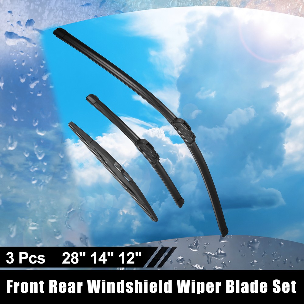 3 Pcs 28" 14" 12" Front Rear Windshield Wiper Blade Set for Nissan Versa Note