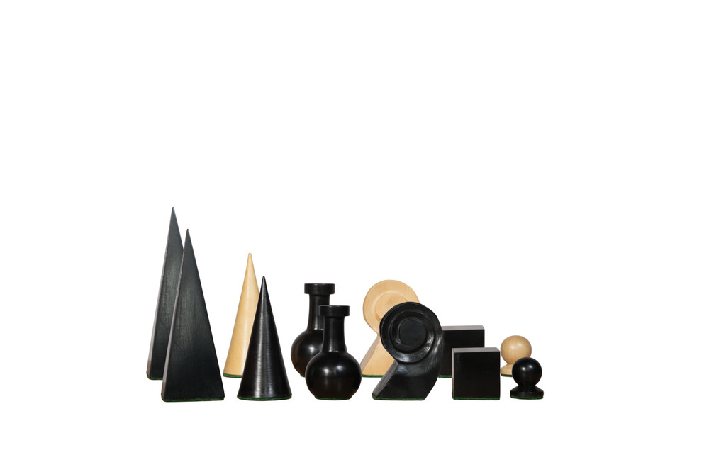 Combo Chess Set Reproduced Man Ray Pieces With Rollup Board & Storage Box