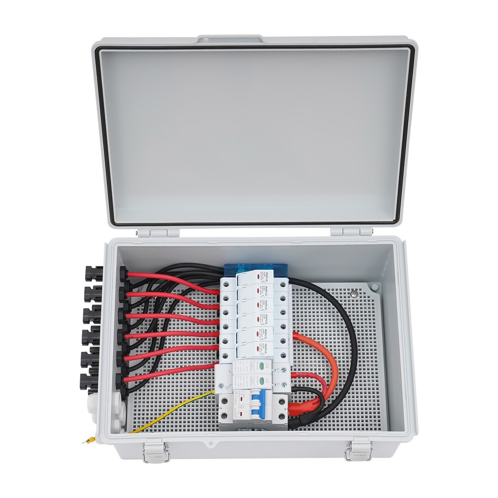 6 String Solar PV Combiner Box 15A Circuit Breaker for Solar Panel PlasticUS