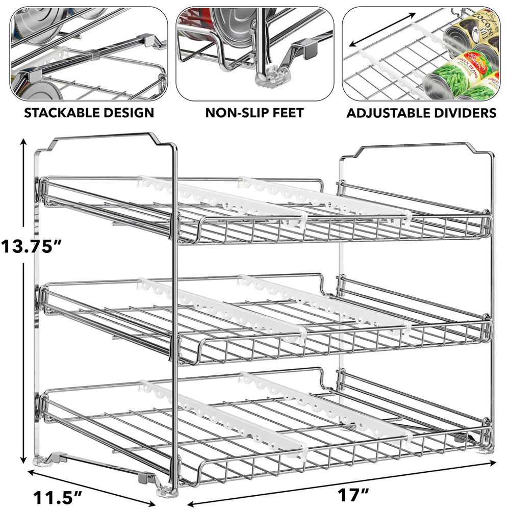 Simple Houseware Stackable Can Organizer Rack for Pantry/Cabinet – 11.5" D x ...