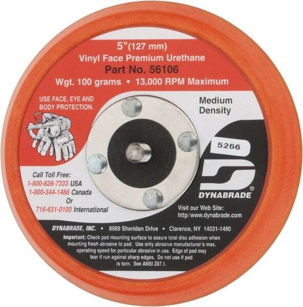 Dynabrade 5" Diam Disc Backing Nonvacuum Replacement Pad Medium Density, 12,0...