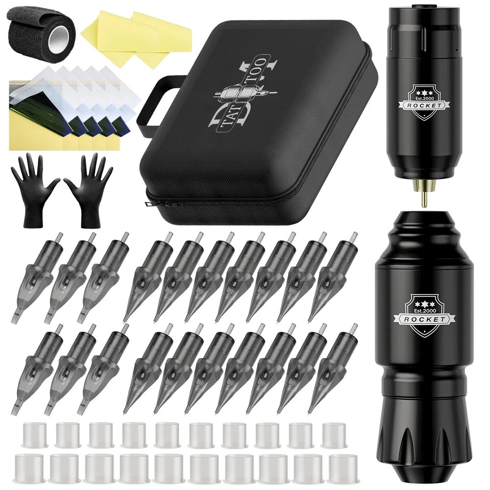 Wireless Tattoo Kit Mini Rocket Machine Battery Case Needle Power Ink Rotary