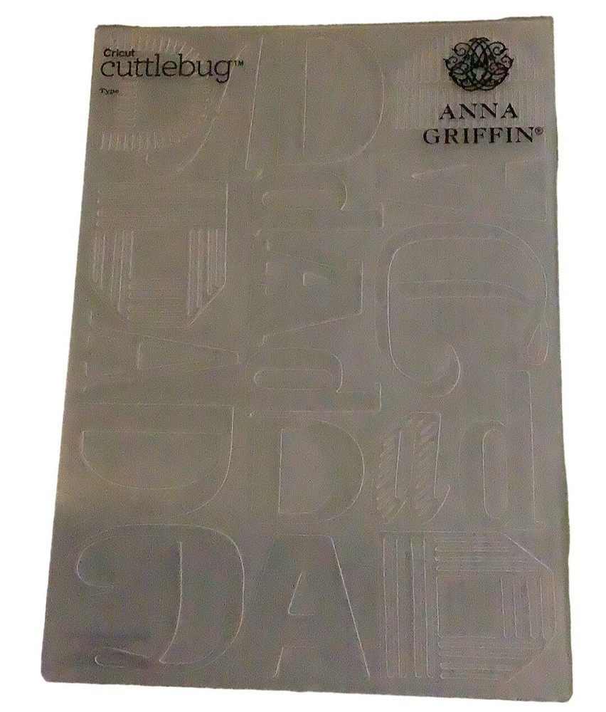 Anna Griffin Type Embossing Folder 5x7" Letterpress Design Cricut Cuttlebug Craf