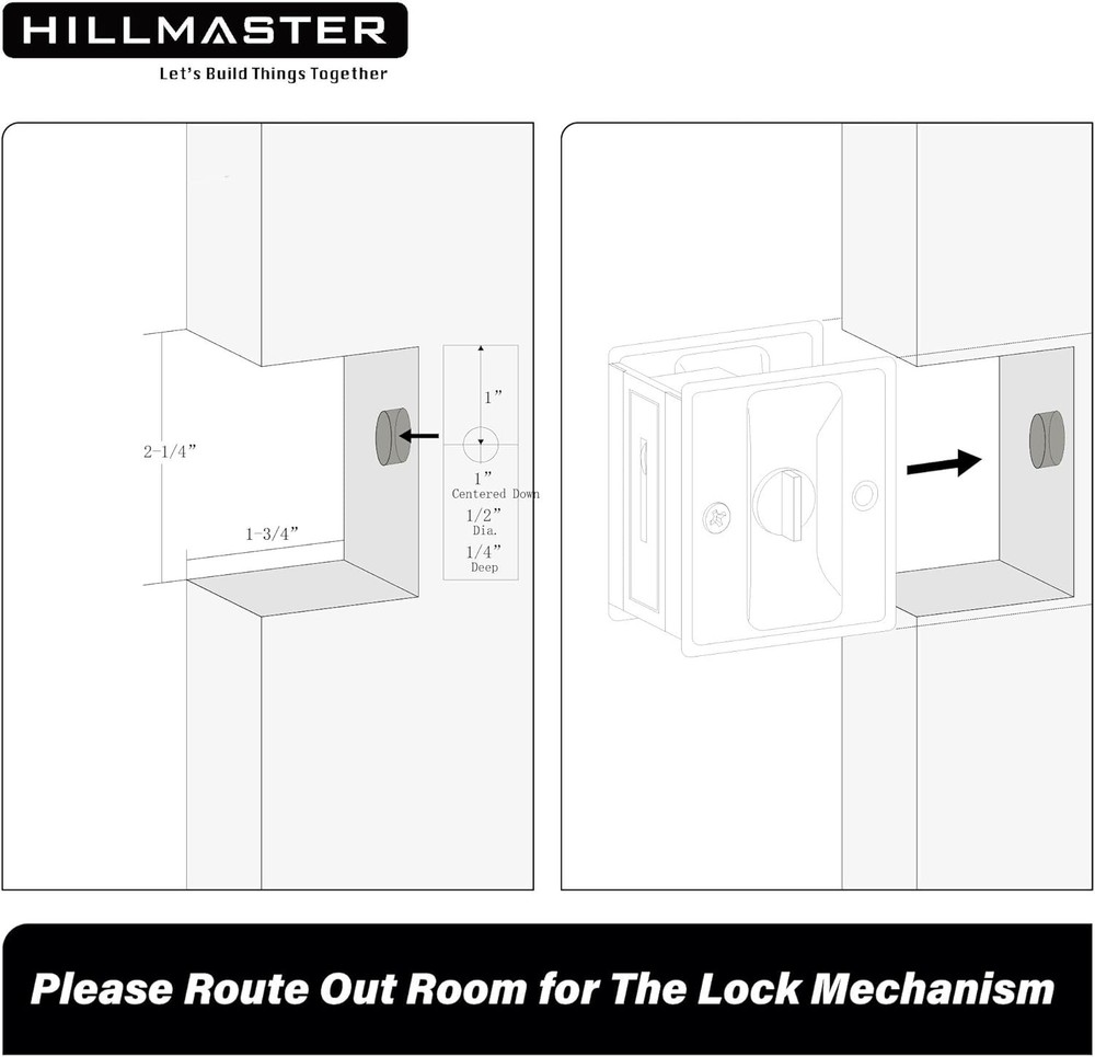 Pocket Door Hardware, Matte Black Solid Brass Lock 1 Pack,