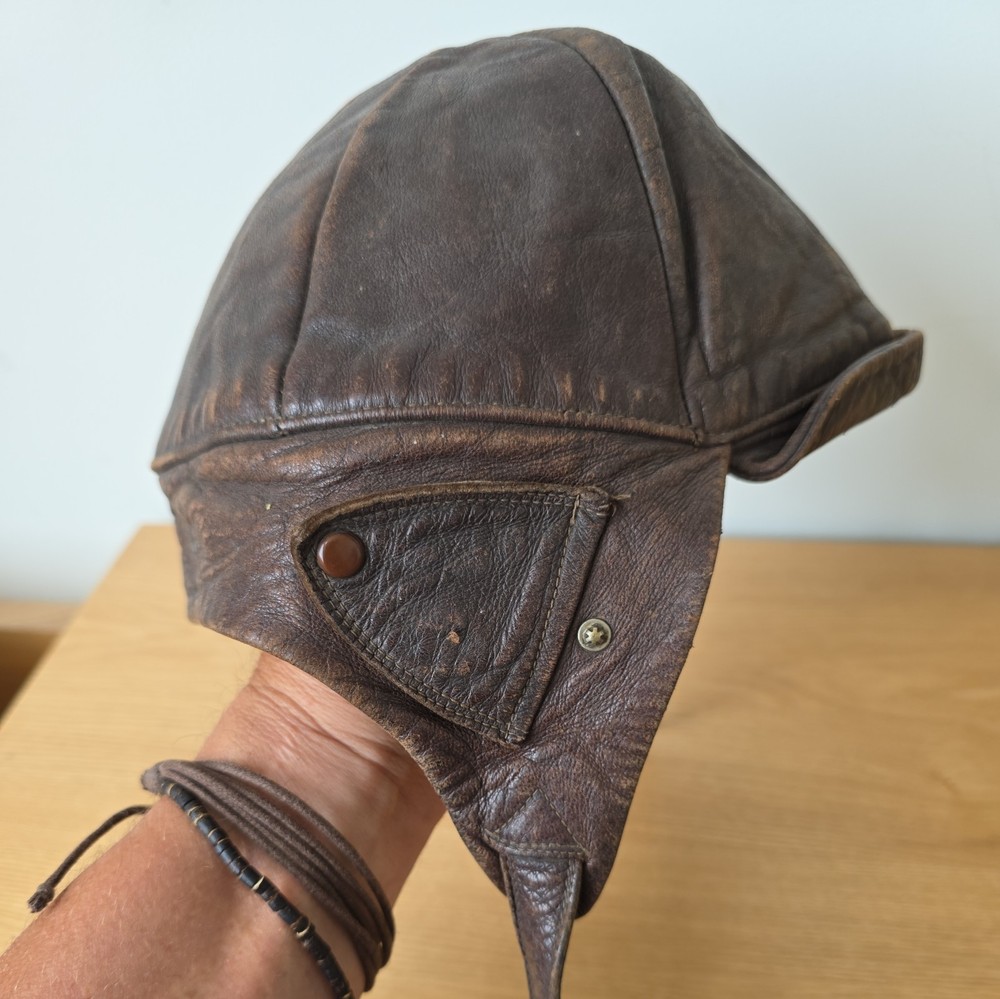 WW II Leather Flying Helmet. Small size