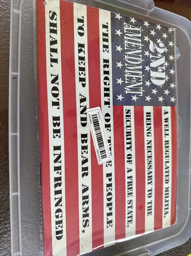 “The 2nd Amendment” American Flag Metal Tin 12”x8”