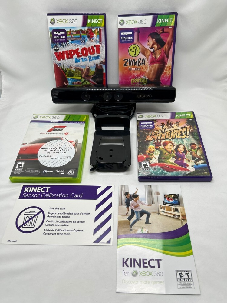 Microsoft Xbox 360 Kinect Sensor With Lot Bundle of 4 Games