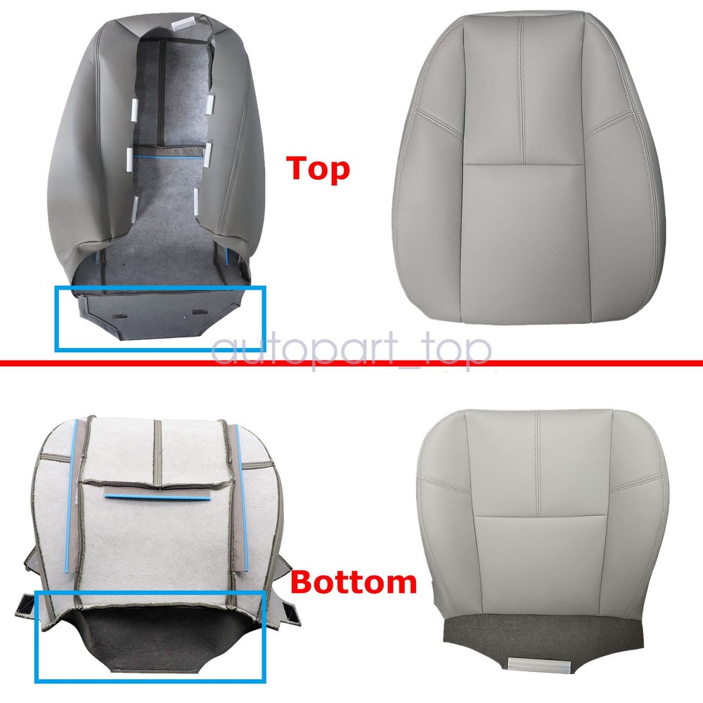 For 2007-2014 Chevy Silverado Both Side Gray Leather Bottom-Back Seat Cover&Foam