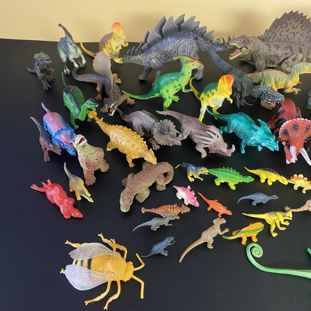 Lot 60+ Vintage Plastic Dinosaur Figures Mixed Prehistoric Toy Bundle Bulk