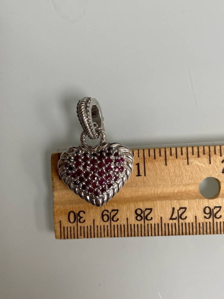 JUDITH RIPKA ruby heart sterling silver pendant enhancer