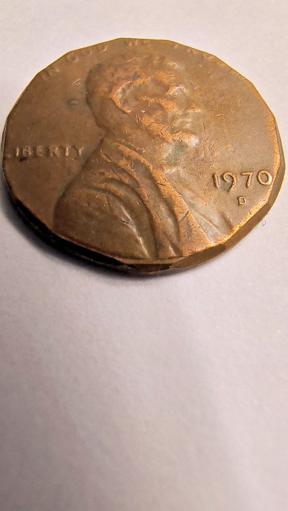1970 D Lincoln Cent Clipped Planchet / Weak FG