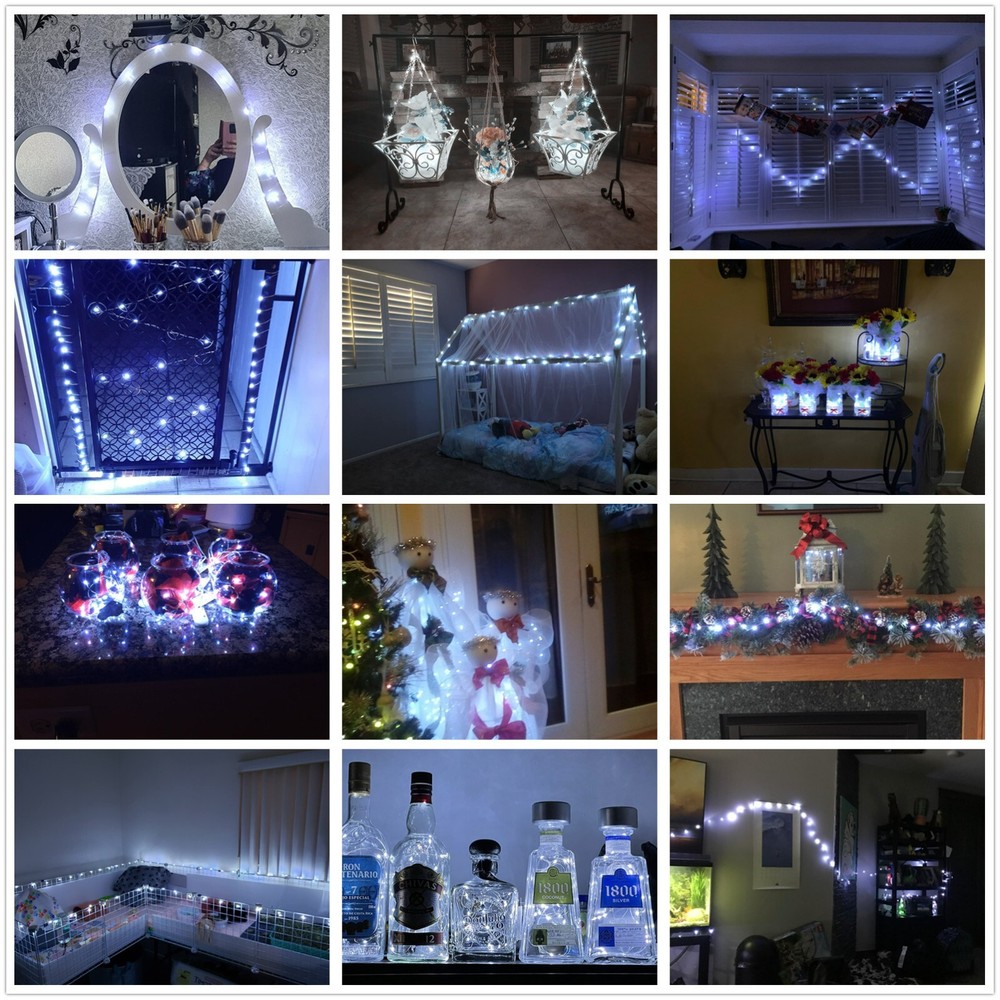 2Pack Cool White Christmas Lights Battery Operated String Lights