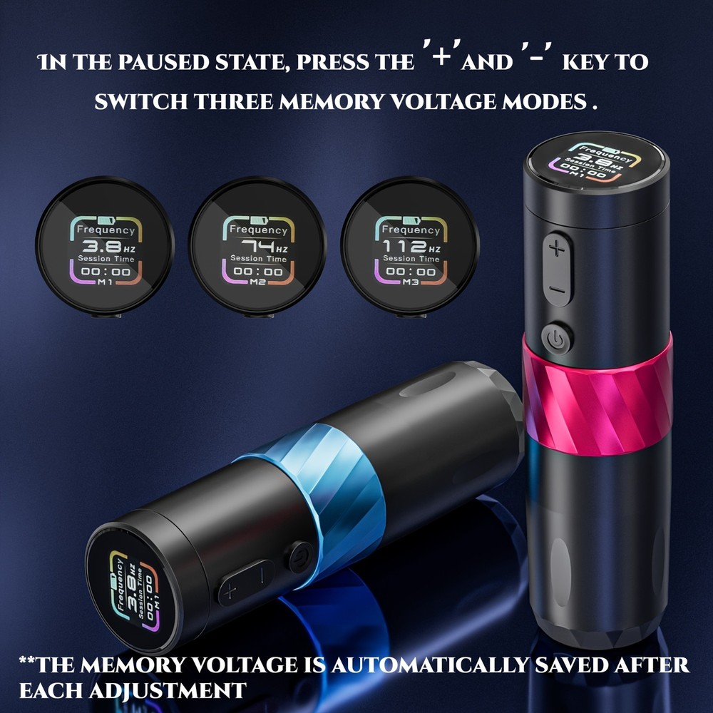 Neebol Adjustable Stroke Wireless Tattoo Pen OLED Display coreless Motor Power