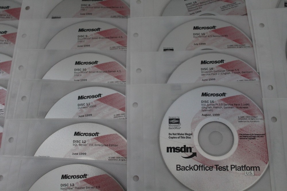 1999 MSDN BackOffice Test Platform Software 1 thru 16 and 19 thru 21