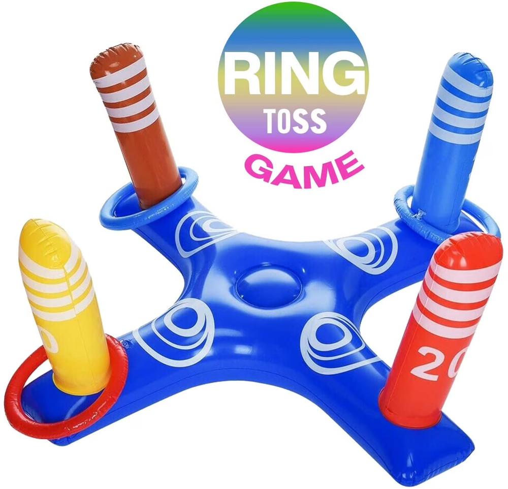 Inflatable Pool Ring Toss Game Set, 4 Pieces