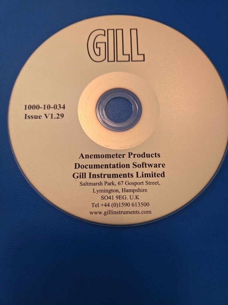 Gill Instruments Anemometer Software CD – Documentation & Software V1.29 – New O