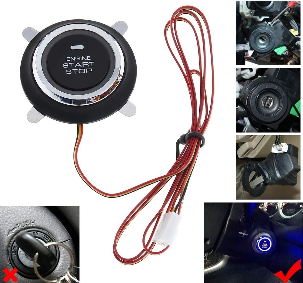 Car Push to Start Ignition Kit, Keyless Go Engine Start Stop Button Syst...