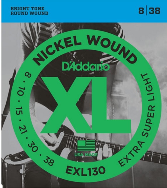 EXL130 D'Addario Guitar Strings 8-38 Electric Extra Super Light