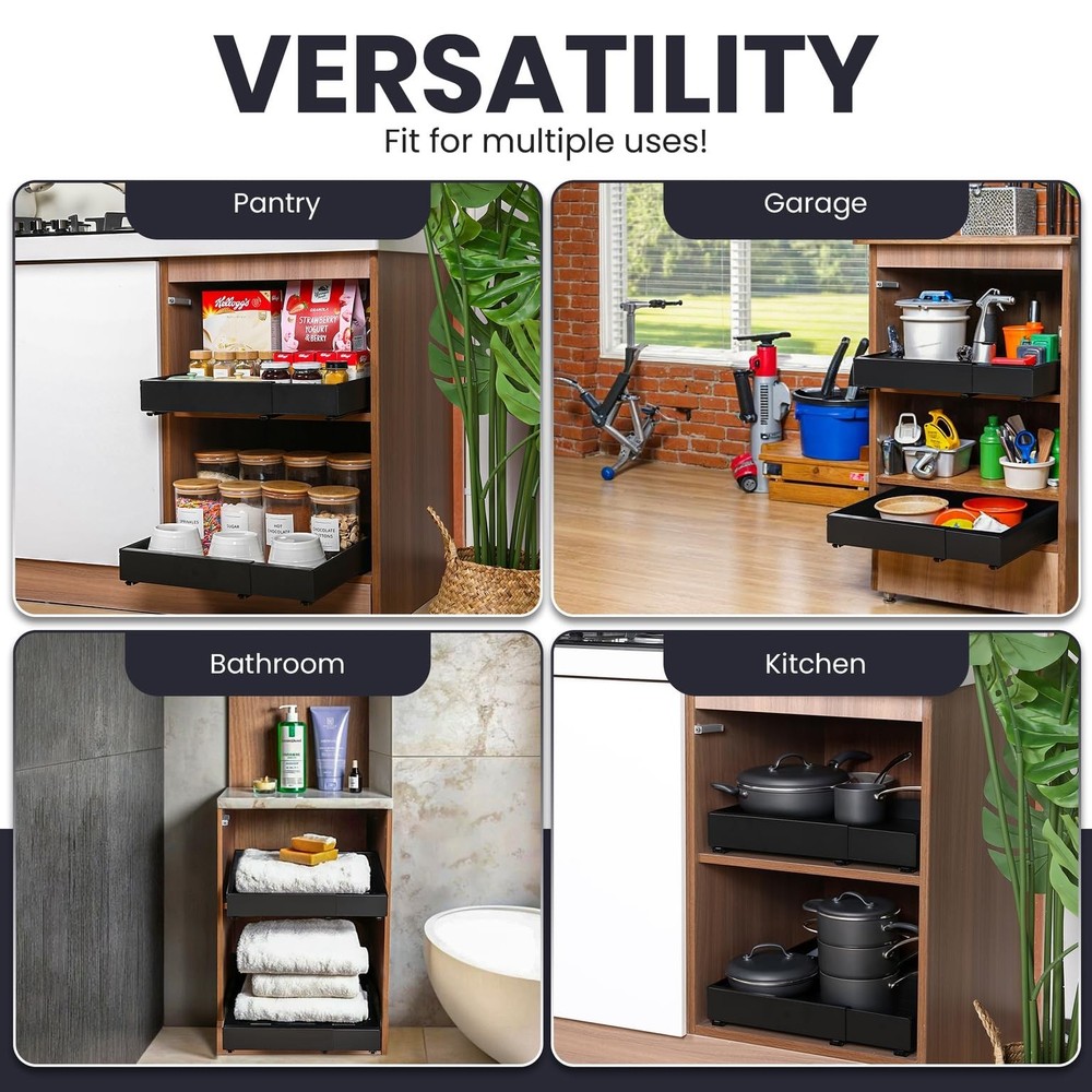 Pull Out Cabinet Organizer – Adjustable Sliding Shelf Inserts for Cabinets