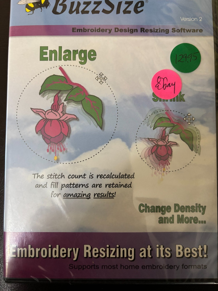 BUZZ TOOLS BUZZ SIZE MACHINE EMBROIDERY SOFTWARE ENLARGE,RESIZE,CHANGE DENSITY