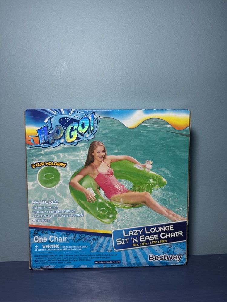 H2O GO Lazy Lounge Sit 'n Ease Chair Pool Float Inflatable