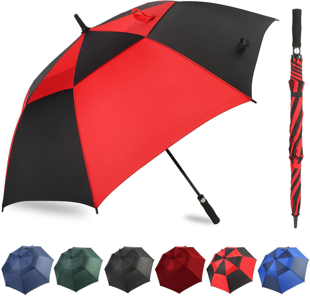 Extra Large 54/62/68/72 Inch Automatic Open Golf Umbrella, Double Canopy Vented