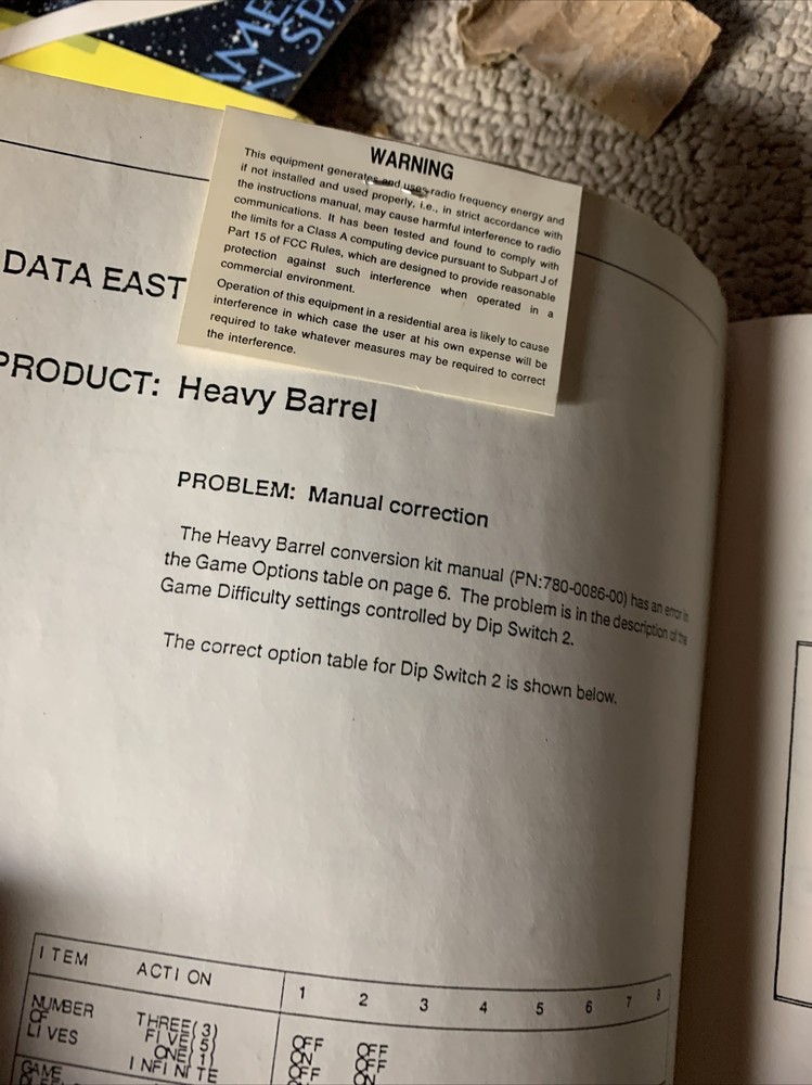 original Heavy Barrel Kit Data East Arcade Game manual