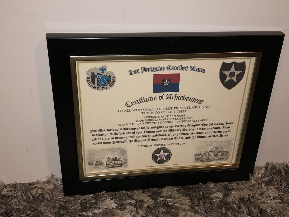 2ND B.C.T. / 2ND INFANTRY DIVISION (COMMEMORATIVE CERTIFICATE)