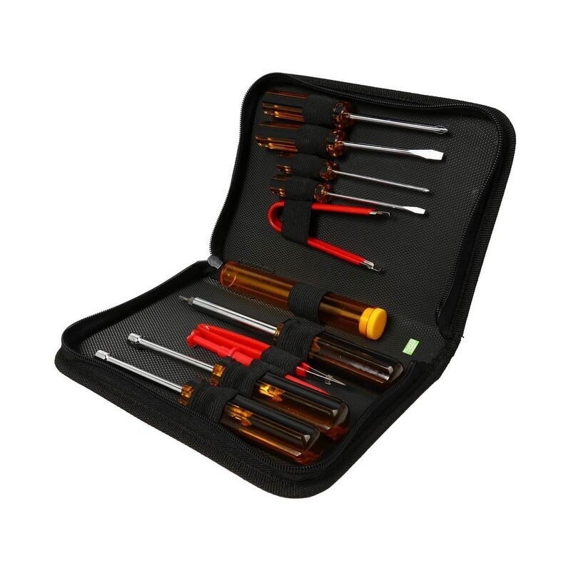 11 Piece PC Computer Tool Kit W/ Portable Carrying Case & Essential Tools New