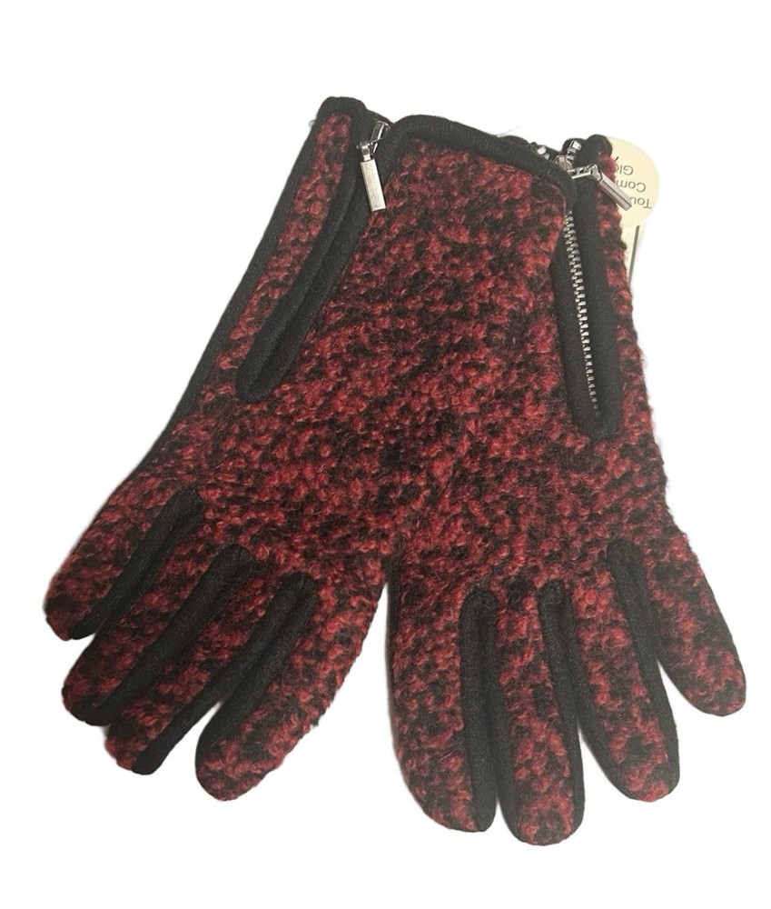 Fownes Brothers Woman’s Touch  Screen Compatible Gloves Red black Medium NWT