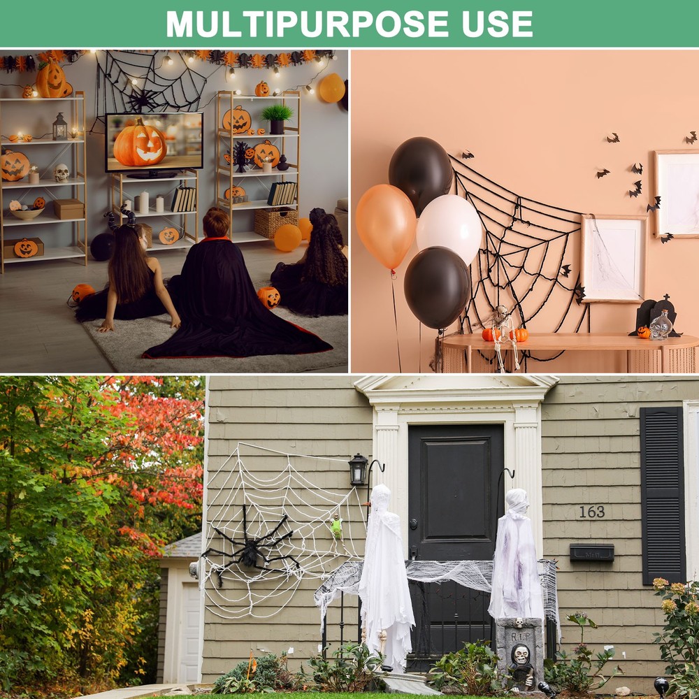 2-Pack Spider Web Decoration, 2.5m White Round Net Cobweb for Halloween Decor