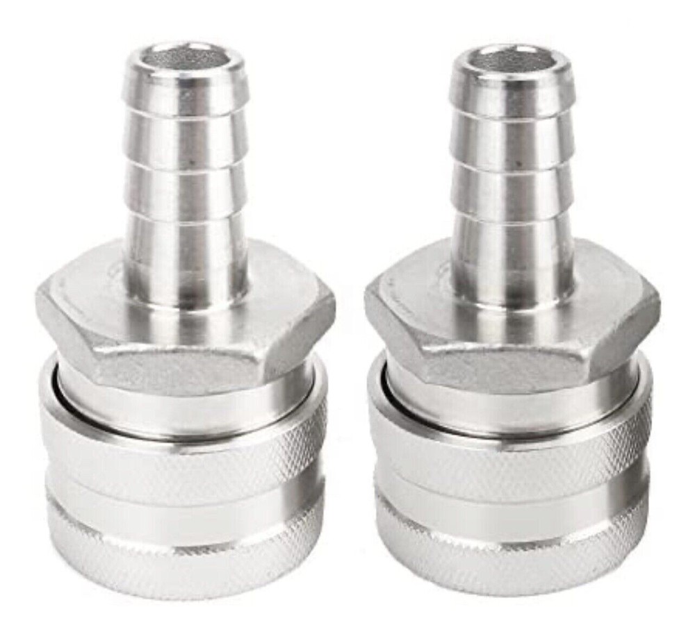 Home Brew Quick Disconnect 1/2" Barb Stainless Steel Pack Of 2