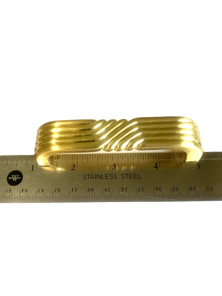 Art Deco Water Fall Ribbed Brass Drawer Pulls 3.5 In. Center