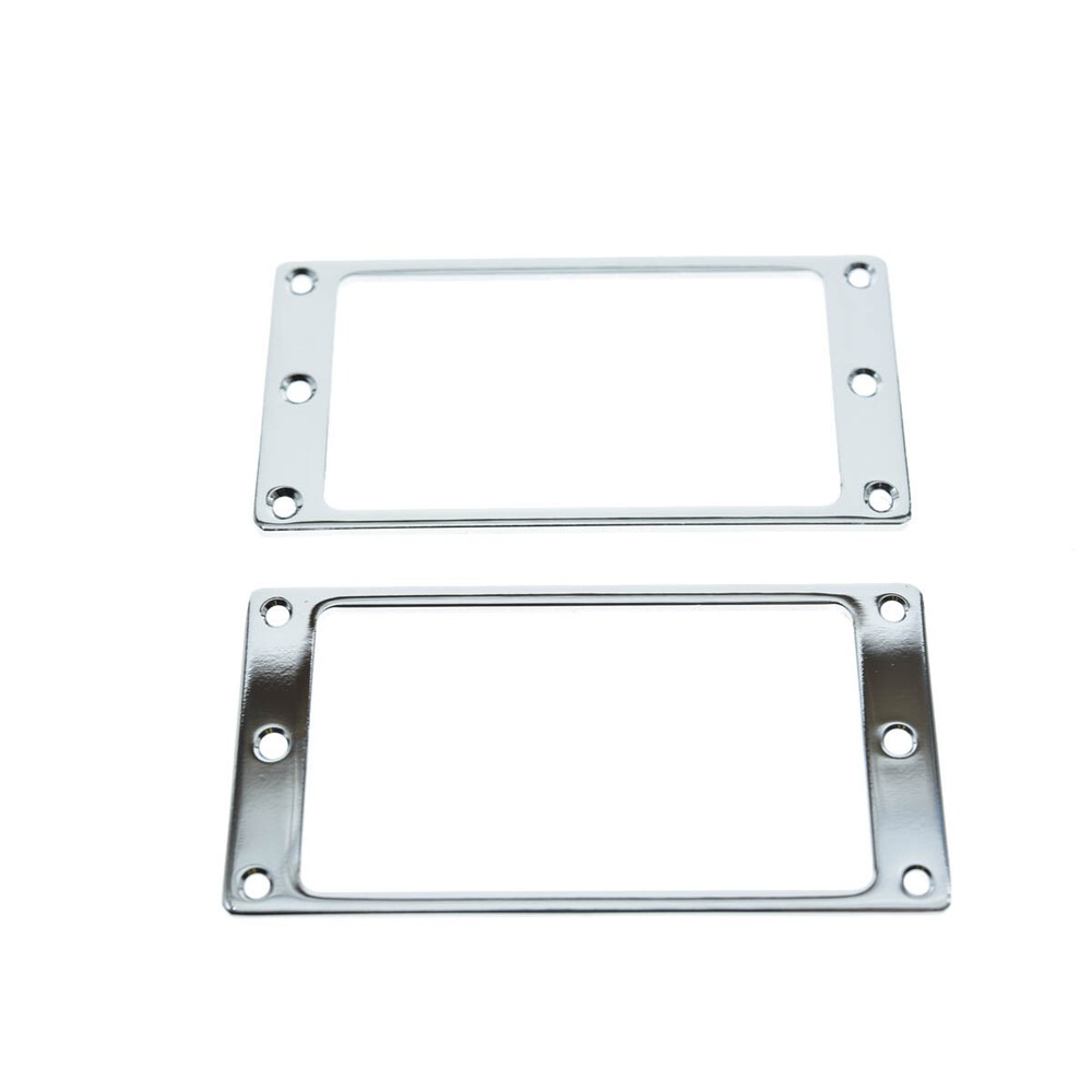 2x Chrome Metal Flat Bottom Humbucker Guitar Pickup Ring Pickup Frames