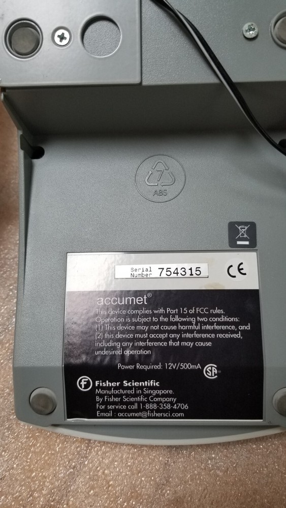 Fisher Accumet Basic AB15 pH Meter with Power Adapter Adapter