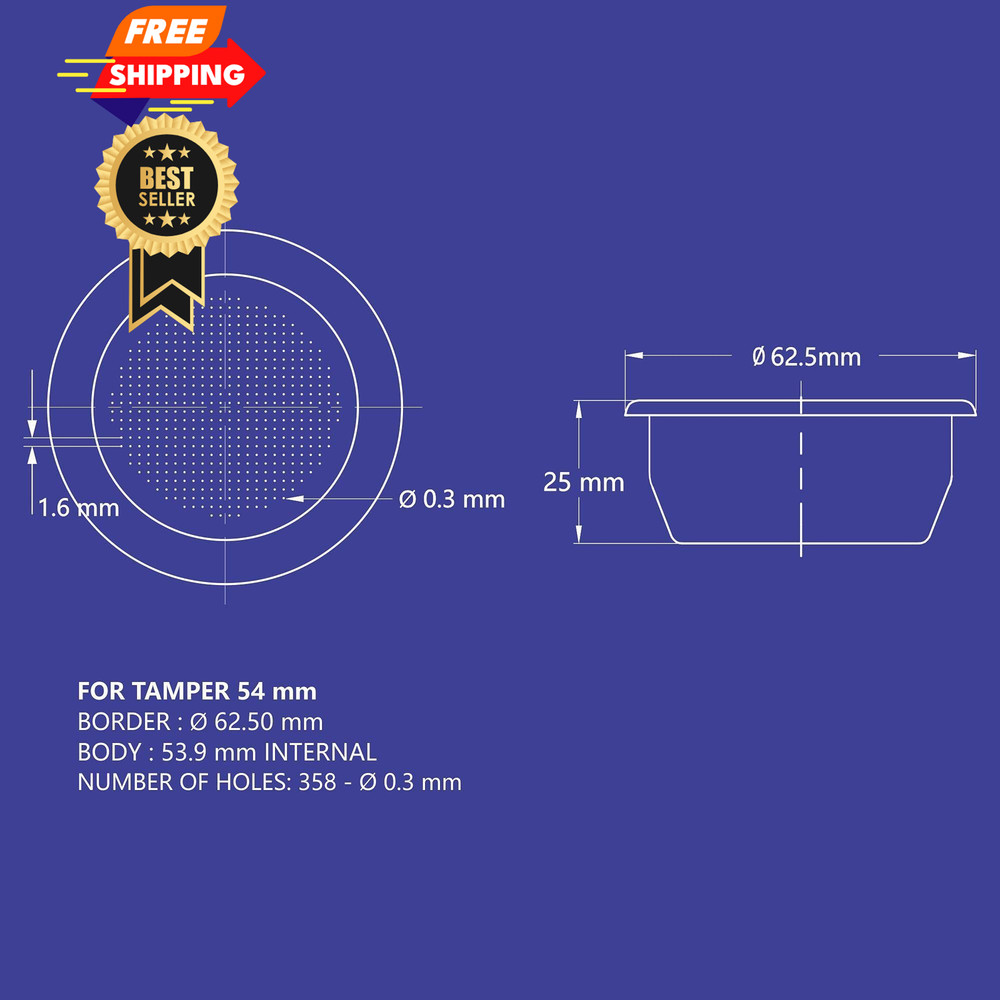 54mm 2 Cup Single Wall Filter Basket - - 2 Cup, Silver