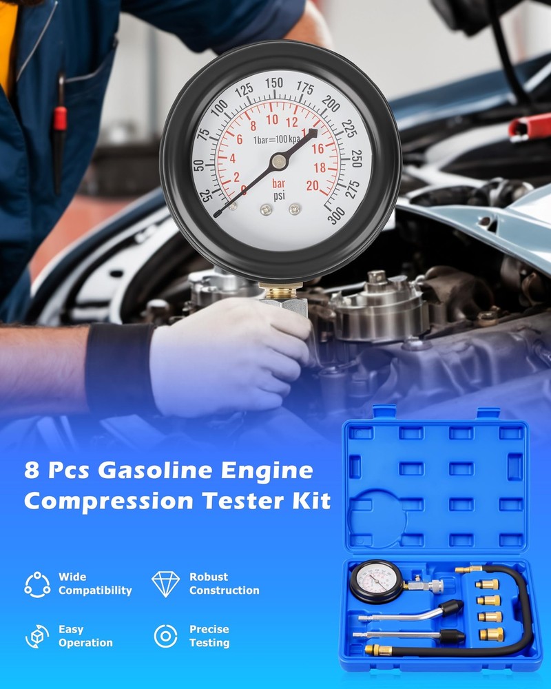 DAYUAN Professional Petrol Engine Compression Tester Kit Set for Blue