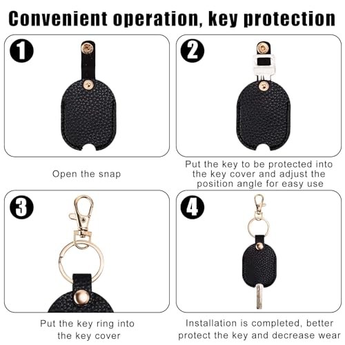 Leather Car Key Sleeves, Car Key Loop Replacement Leather Protector Auto 2