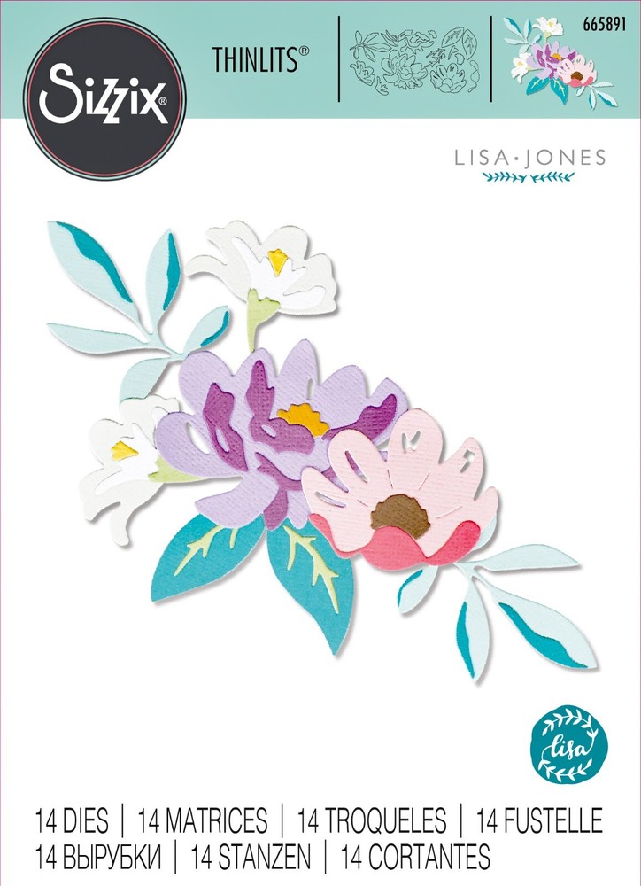 New Retired Sizzix Thinlits Layered Summer Flowers 14pc #665891 Retail $20.99