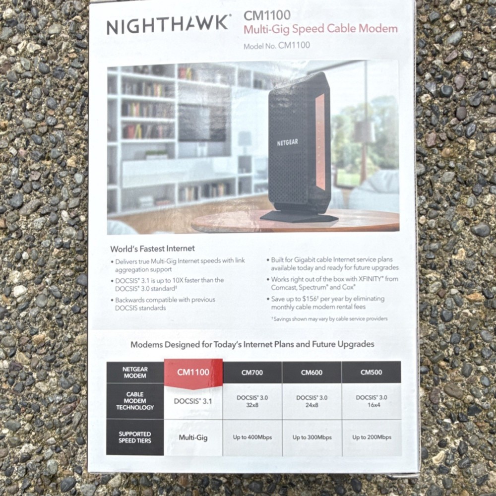 NETGEAR Nighthawk CM1100 Multi-Gig Cable Modem DOCSIS 3.1 Link Aggregation