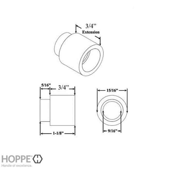Hoppe 3/4" (20mm) Handle Extension Antique Brass Active/Inactive