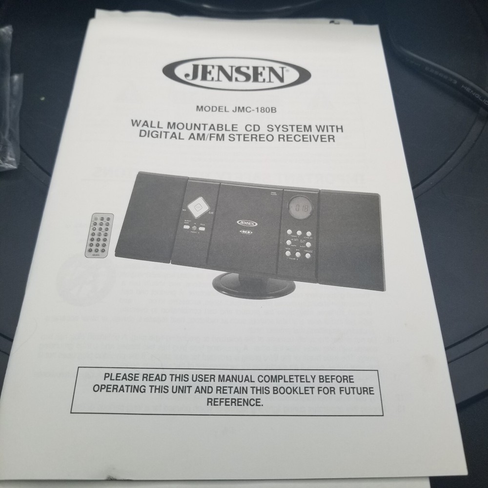 Jensen Wall Mountable CD System JMC-180B AM/FM Stereo with Remote Control