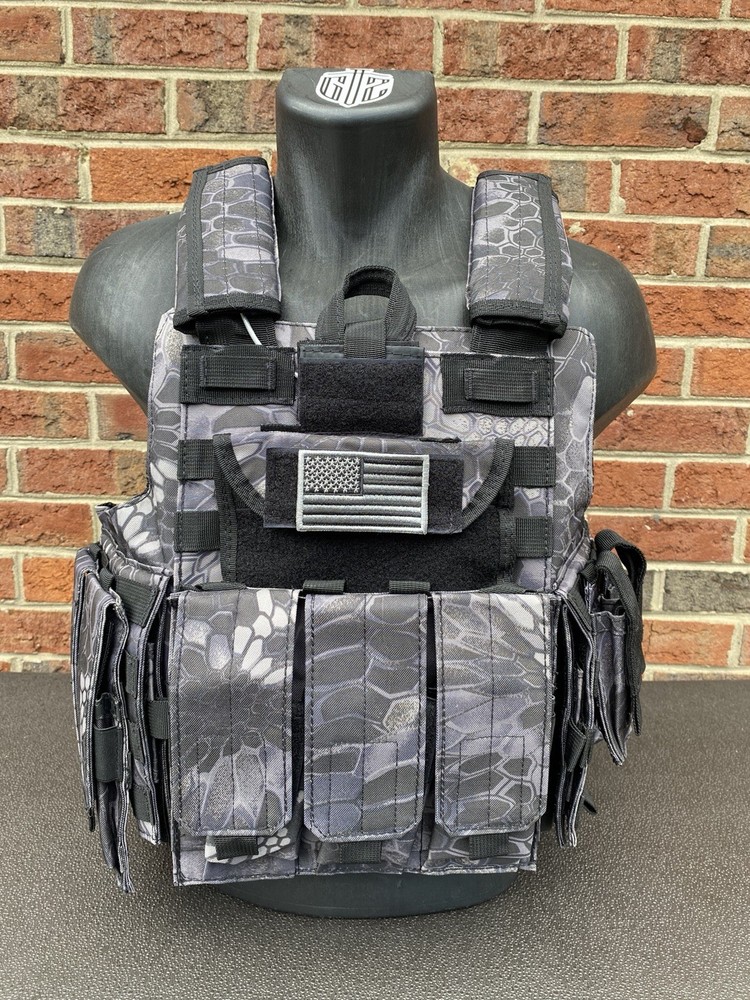 Tactical Vest Python Black Camo Camouflage Plate Carrier Military- Adjustable