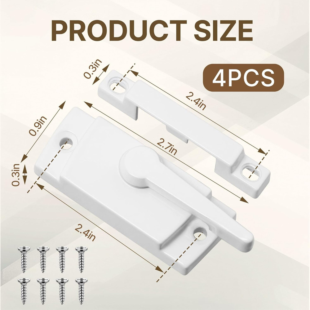 4 Pcs Window Locks, Replacement Window Locks, Sliding Window Sash Locks, Durable