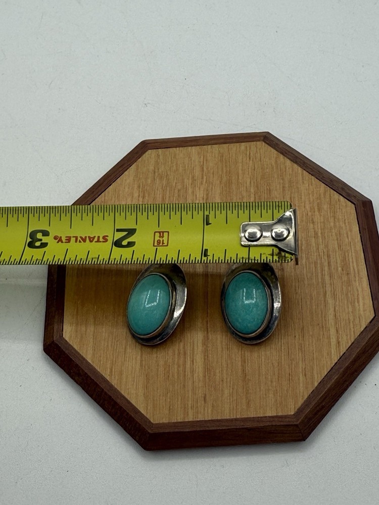 sterling silver turquoise earrings Signed A. Lee