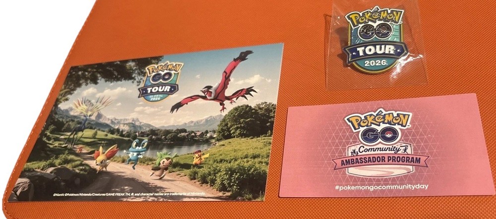 Pokémon Go Tour Global 2026 Exclusive Postcard, Pin, Ambassador Code Bundle