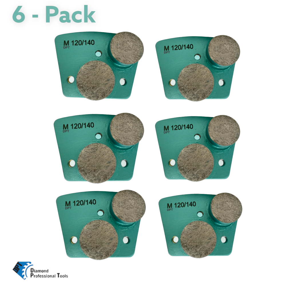 6 Pack Grinder Tooling for Bolt on Concrete Floor Grinders Medium Bond 120 Grit