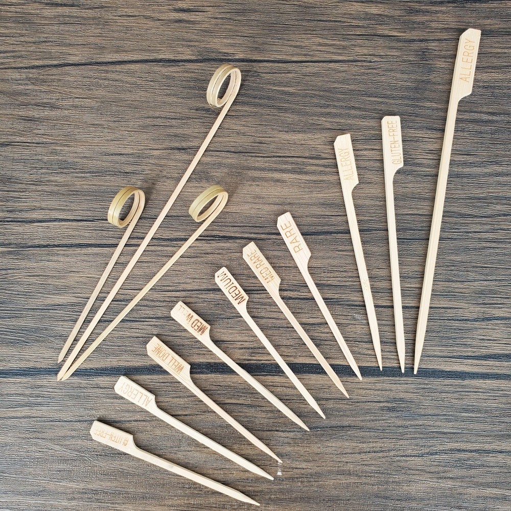 Tablecraft Variety Pack Bamboo Label Picks & Cardholders - 12 Picks per Pack