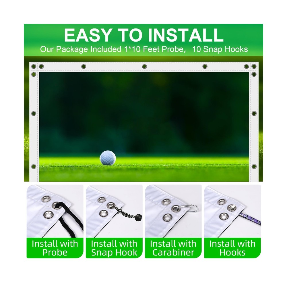 Golf Impact Screen,Thicker Golf Simulator Impact Screen with Probe and Snap H...