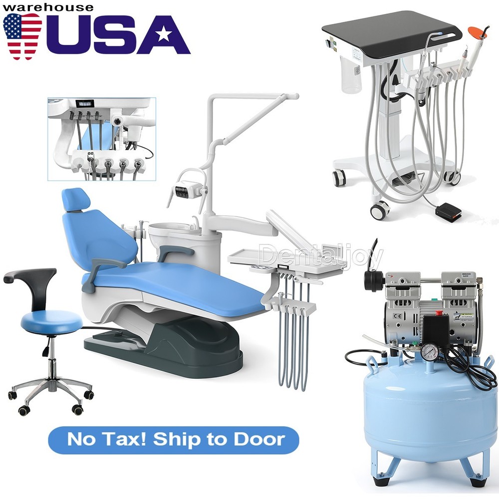 Dental Unit Chair Computer Control /Delivery Unit Adjustable/Air Compressor 40L